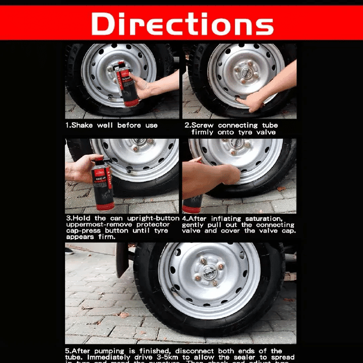450ml Tire Sealer & Inflator Emergency Puncture Repair Non-Flammable Formula