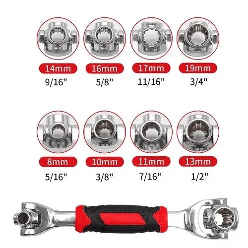 48-in-1 Professional Multi Socket Wrench 360° Rotating Head Universal Adjustable Handle Hand Tool for Electronics Home Improvements