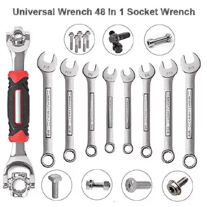 48-in-1 Professional Multi Socket Wrench 360° Rotating Head Universal Adjustable Handle Hand Tool for Electronics Home Improvements