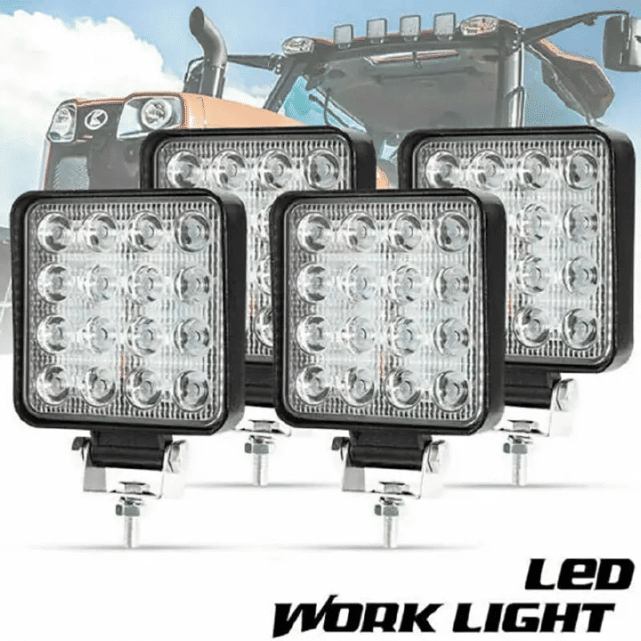 48W LED Spot Light Bar 12V Off-Road Flood Beam 4 Inch 16 LED Car SUV Truck Tractor Boat Trailer