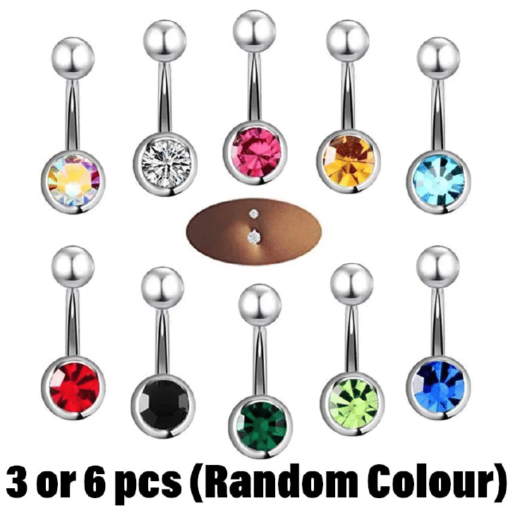 Crystal Piercing Navel Surgical Steel Rhinestone Belly Button Rings