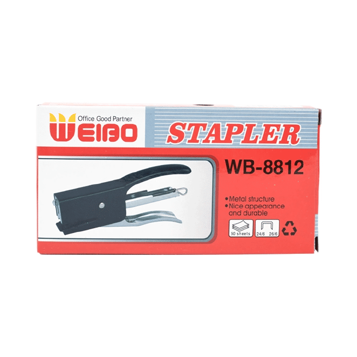 Weibo Handheld Ergonomic Stapler Metal Portable Desktop Stapler WB-8812 Pliers