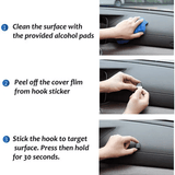 4-Pack Mini Car Hooks USB Cable Holder Dash Mount Hangers Universal Consoles Organizers