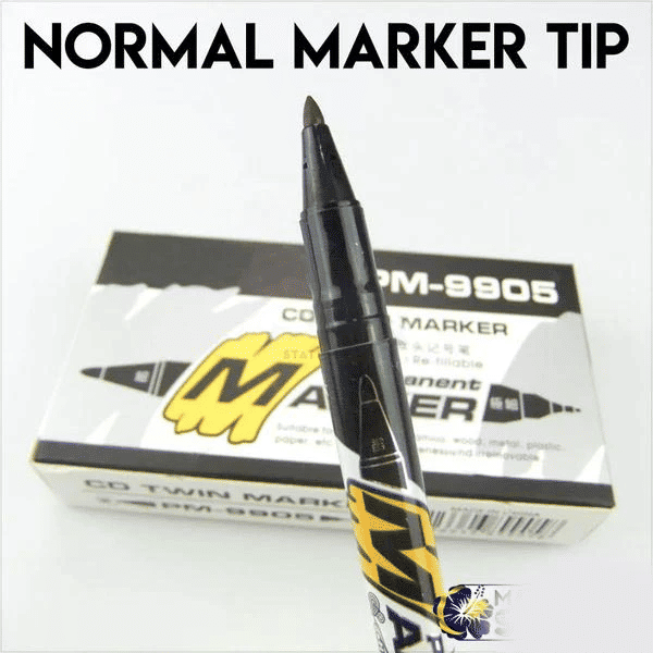 12 Pcs PM-9905 2 In 1 CD Twin Permanent Marker And Pen Both Side Black