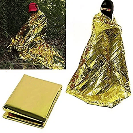 Outdoor Survival Waterproof Emergency Thermal Blanket 210x130cm Reusable Mylar Foil Gold