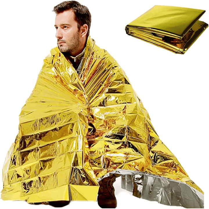 Outdoor Survival Waterproof Emergency Thermal Blanket 210x130cm Reusable Mylar Foil Gold