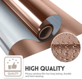 One Way Mirror Window Film Daytime Privacy Non-Adhesive Anti UV Heat Control Reflective Tint Static Cling Vinyl 60cm x 200cm Bronze