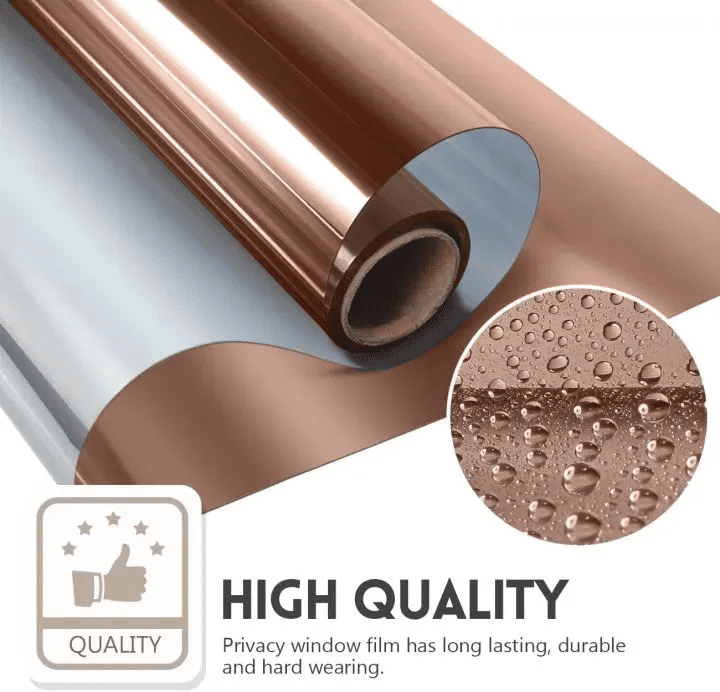 One Way Mirror Window Film Daytime Privacy Non-Adhesive Anti UV Heat Control Reflective Tint Static Cling Vinyl 60cm x 200cm Bronze
