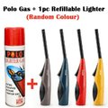 Cricket Firepower Long Refillable Lighter With Polo Butane Gas Extra Purified Universal