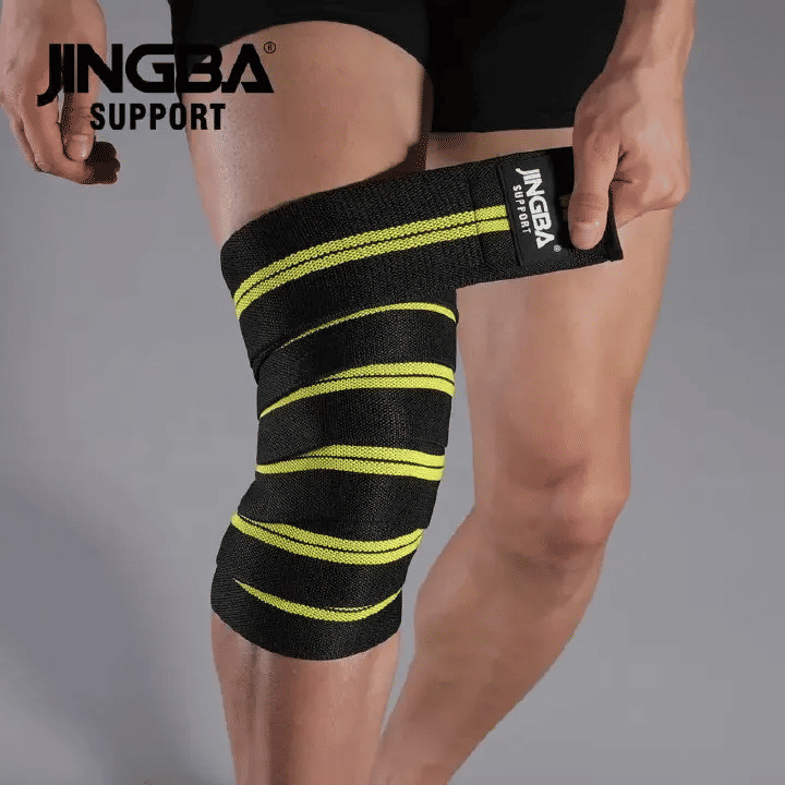Jingba Support Fitness Pressurized Straps Gym Weight Lifting Leg Knee Compression Training Wraps Elastic Bandages Non-Slip Knee Support Brace High Elastic Compression Kinesiology Protector