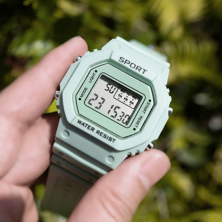 Light Green Digital Watch Plastic LED Student Gift Alarm Clock