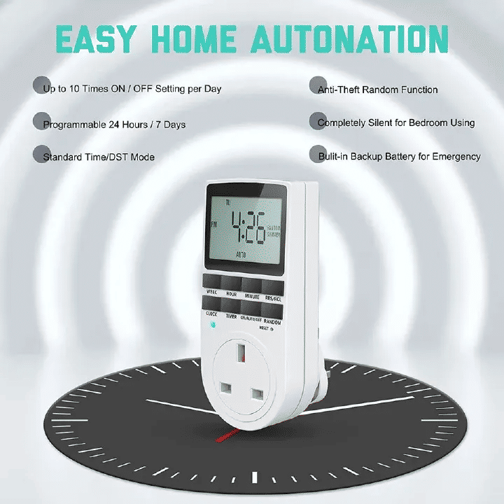 Electronic Digital Timer Automatic Switch Socket Programmable ON OFF Power Saver for Mobile Laptop Charging Lightning Control