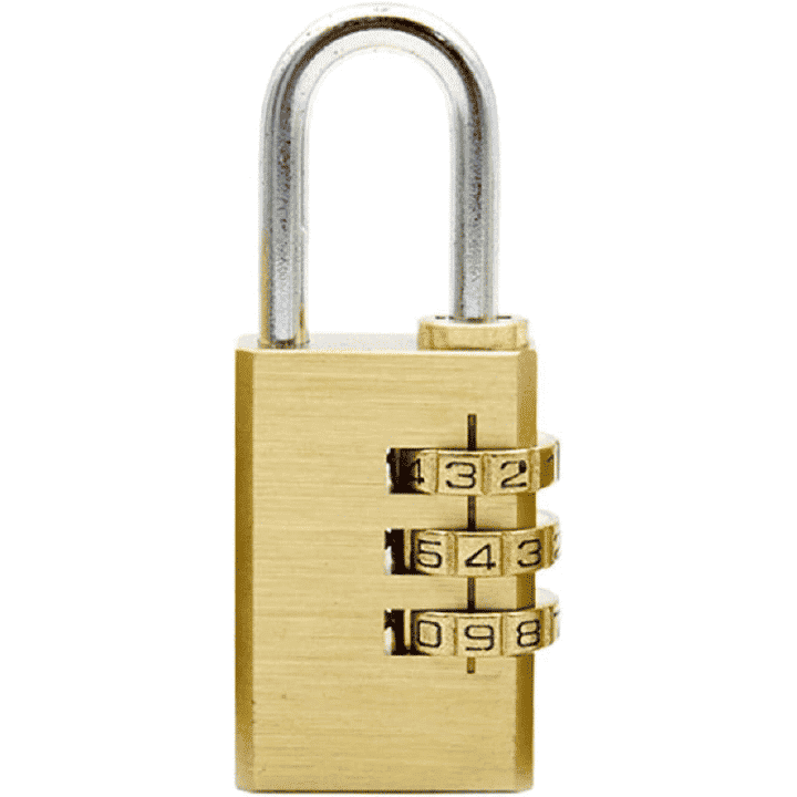 3-Digit Combination Brass Padlock Keyless Mini Safety Password Resetable Code Lock for Luggage Suitcase Backpack Travel Bag Gold 1Pc/Set