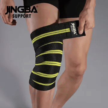 Jingba Support Fitness Pressurized Straps Gym Weight Lifting Leg Knee Compression Training Wraps Elastic Bandages Non-Slip Knee Support Brace High Elastic Compression Kinesiology Protector