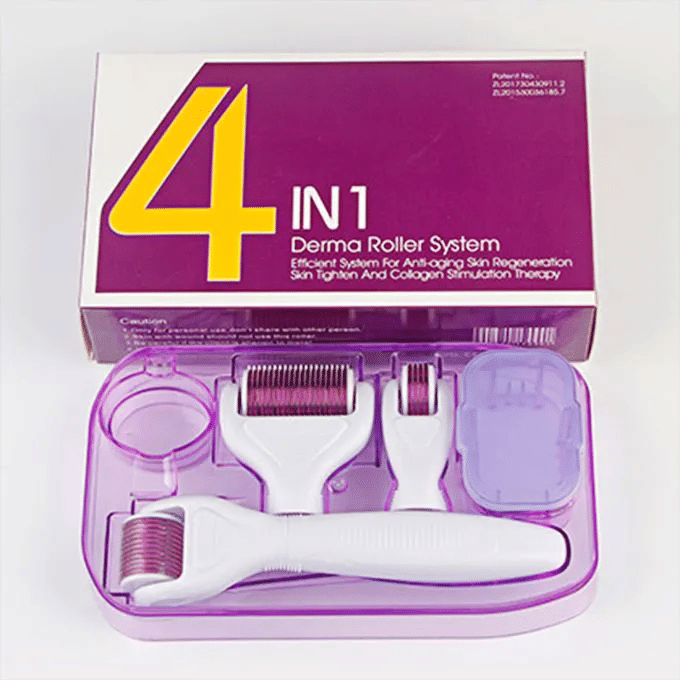 4 in 1 Derma Micro Needles Titanium Roller Skin Anti Aging Hair Loss Regrowth