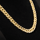 Men's Cuban Link Chain Necklace Faux Gold Coated Diamond-Like Rhinestones Alloy Iced Out Hip Hop Jewelry