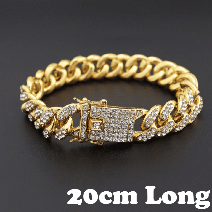 Men's Bracelet Gold Hip Hop Bling Iced Out Miami Cuban Link Chain