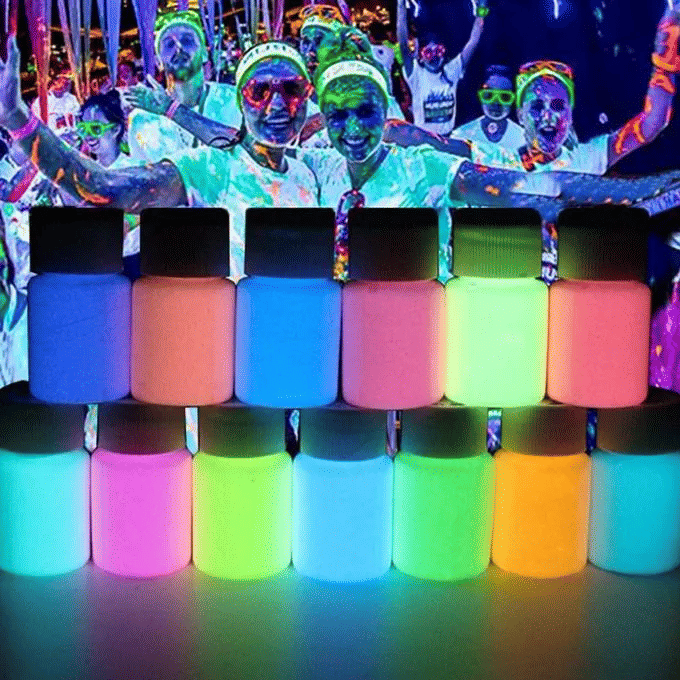 8pcs 20g Fluorescent Glow in the Dark Body Paint UV Blacklight Acrylic Luminous Pigment Night Running Party DIY Gold
