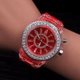 Luminous Colourful Light Watch LED Crystal Bling Couple Gift Girl Party Silicone