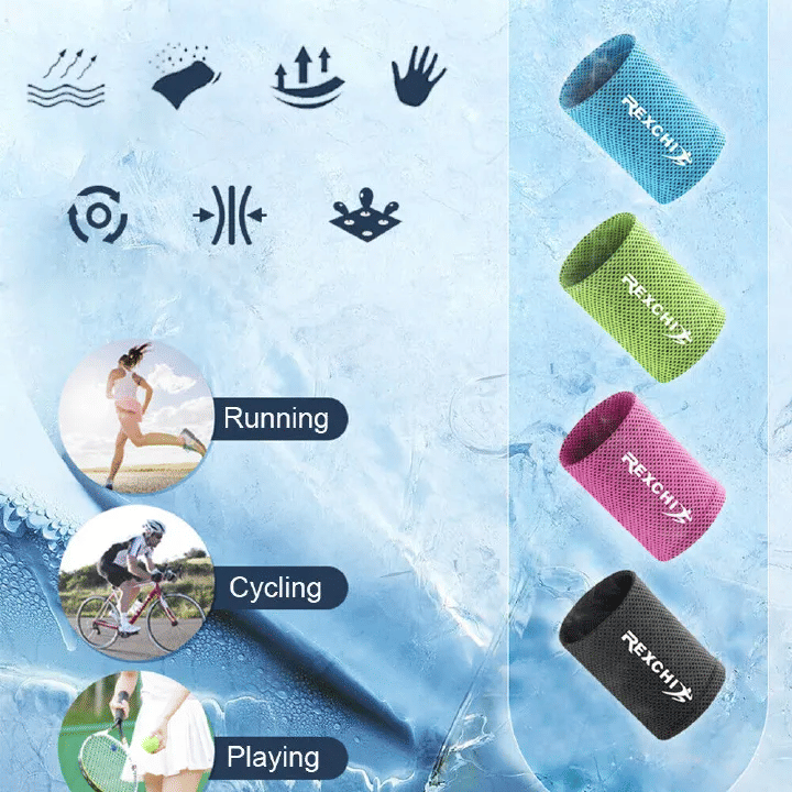 Support Ice Cooling Tennis Wristband Wrap Sweatband Sport Breathable Wrist Brace