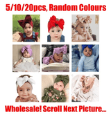 5/10/20pcs Baby Kids Girl Toddler Big Bow Hairband Stretch Turban Head Wrap Headwear Accessories