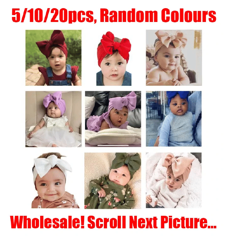 5/10/20pcs Baby Kids Girl Toddler Big Bow Hairband Stretch Turban Head Wrap Headwear Accessories
