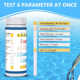 6 in 1 Pool Test Strips 50 Counts Swimming Pool Hot Tub Spa Water Quality Testing for Total Chlorine Free Chlorine Bromine Total Hardness pH Cyanuric Acid Total Alkalinity