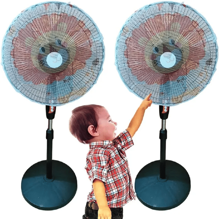 2 Pack Electric Fan Safety Cover Anti-Pinch Hand Finger Protector Dust Proof Net Mesh Washable Round Guard