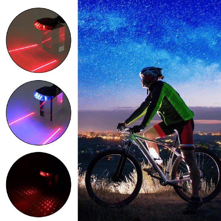 Waterproof Bicycle Tail Light LED Laser Safety Warning Light Cycling Accessory Red