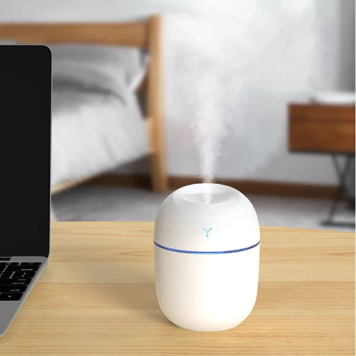 Mini 250ML USB Ultrasonic Air Humidifier, Romantic LED Essential Oil Diffuser
