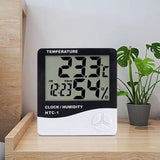 HTC-1 Digital Alarm Clock Thermometer Hygrometer Calendar Temperature Humidity Monitor White