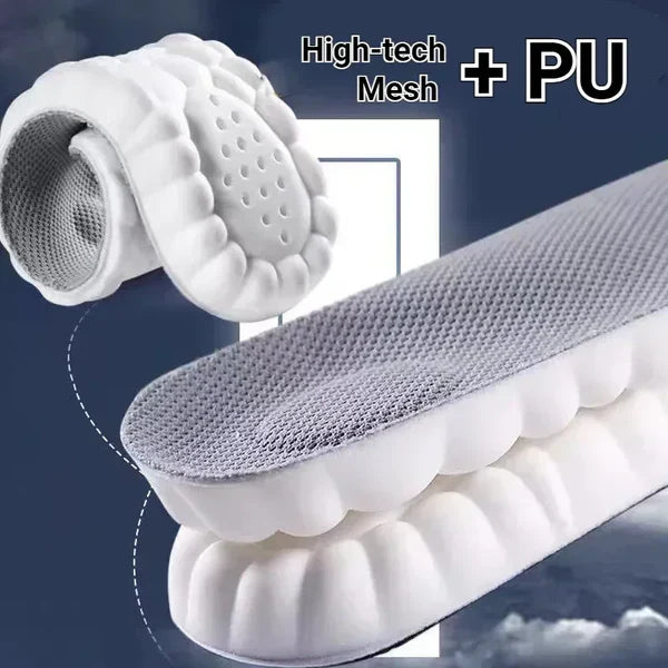 4D Massage Soft Latex Sports Insoles with Arch Support