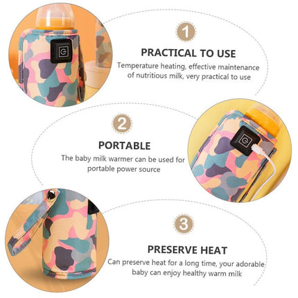 Intelligent 3 Temperature Control Mini Bottle Warmer Bag, Bottle Warmer Heater Bottle, Heated Cover Infant Milk Warming Bag