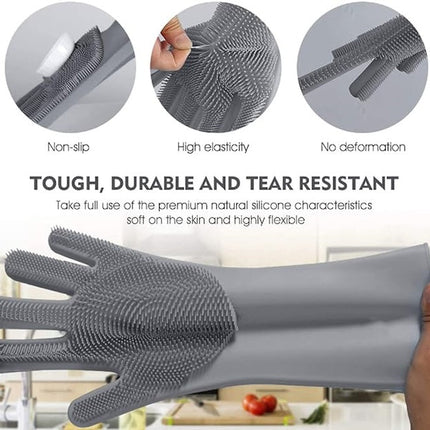 Multifunctional Washing Gloves, Pair of Dishwashing Gloves, Reusable Silicon Gloves for Cleaning, Kitchen Gloves