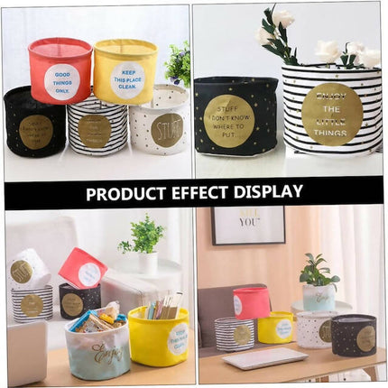 Round Organizing Baskets, Desktop Storage Basket, Foldable Bins/Baskets for Storage, Multipurpose Mini Storage Cotton Basket