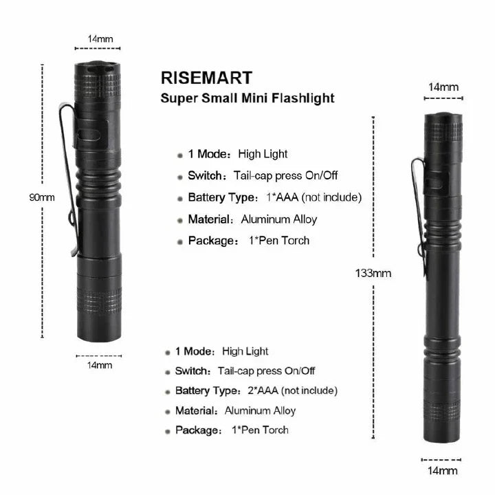 High Intensity 1000 Lumens Portable Mini LED Pocket Pen Flashlight