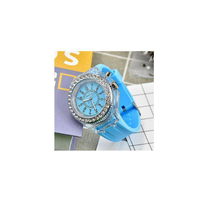 LED Lights Electronic Women Watches, Casual Glowing Quartz Wristwatch, Luminous LED Lighting Dial Iced Watch Stylish Unique Watch