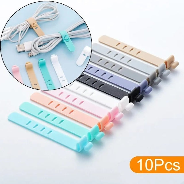 Mobile Phone Cable Winder, Earphone Clip, Charger Cord Organizer, Management Silicone Wire Cord Fixer, Holder Cable Belt