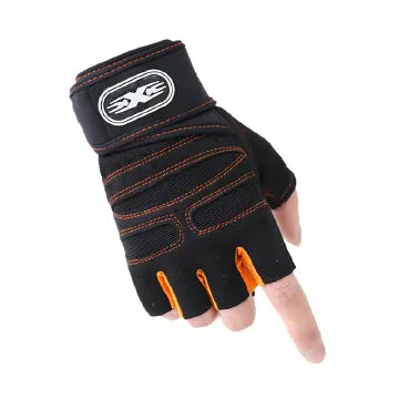 Unisex Long Wrist Half-Finger Cycling Gloves for Motorcycle Fitness Weightlifting