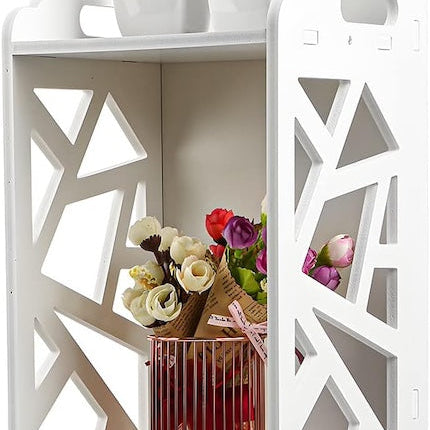 Paris Floor Standing Storage Cabinet, White Bathroom Storage Shelf, Space Saving Toilet Rack with Paris Decoration