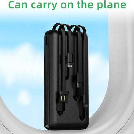 Power Bank with 4 Inbuilt Cables, Fast Charging External Battery, Compatible with iPhone iPad Samsung, Android Smartphone Tablet and More
