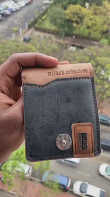 Horse collection Men's Leather Wallet Magnetic Button Pocket Case