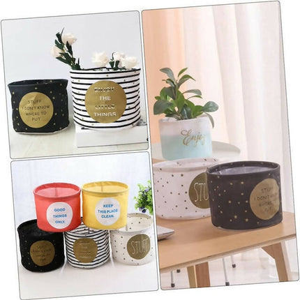Round Organizing Baskets, Desktop Storage Basket, Foldable Bins/Baskets for Storage, Multipurpose Mini Storage Cotton Basket