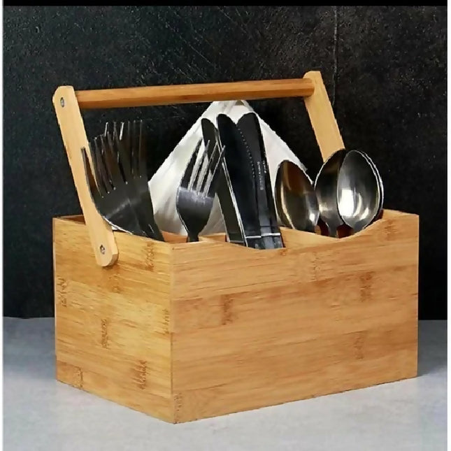 Portable kitchen cutlery organizer with handle