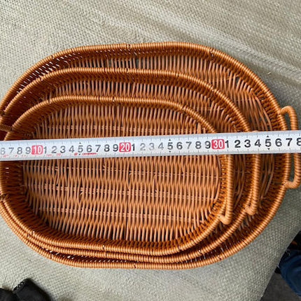 Rattan Oval Basket Decor, Multi-Functional Rattan Serving Tray Wicker Woven Bread Basket - Set of 3