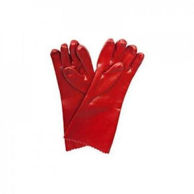 Red PVC Coated With Polyester Lining Industrial Chemical Resistant Safety Work Gloves