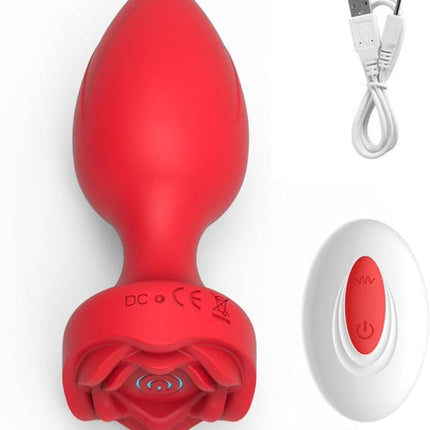 Rose Anal Butt Plug Vibrator, Vibrator Thread Anal Dildo Butt Plug, Vibrator Sex Toys with Remote Control