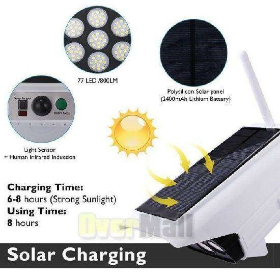 Solar Light 3Modes Multi-angle Lighting Dummy Camera Solar Floodlight Remote Control Solar Powered Simulation Monitoring Induction Wall Lamp