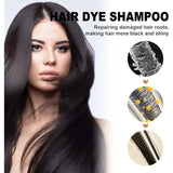 Black Hair Dye Shampoo 3 in 1 Growth Clean Hair Darkening Deep Nouris