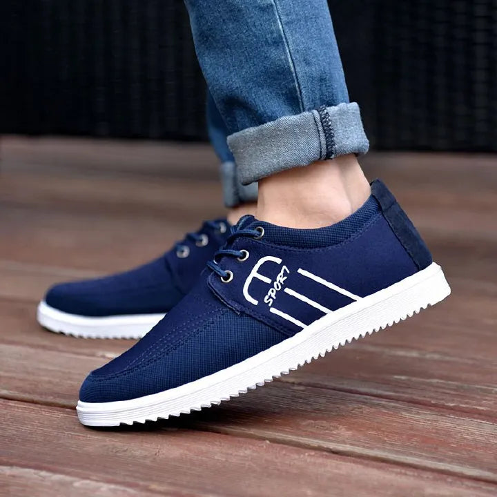Men's Casual Canvas Loafers Sneakers: Comfortable, Durable, Stylish Blue Flats